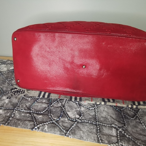 (Sold)100% Authentic Channel Lamb Skin Tote, Crossbody In Red - Picture 12 of 16